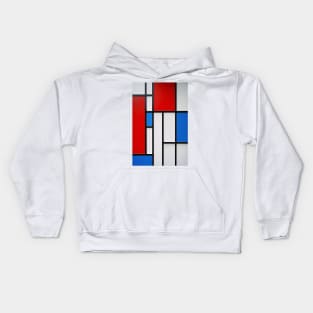 Mondrian Style - Red, White and Blue Kids Hoodie